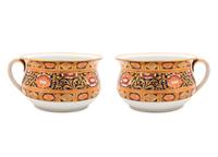 A Pair of English Ironstone Painted and Parcel Gilt Chamber Pots