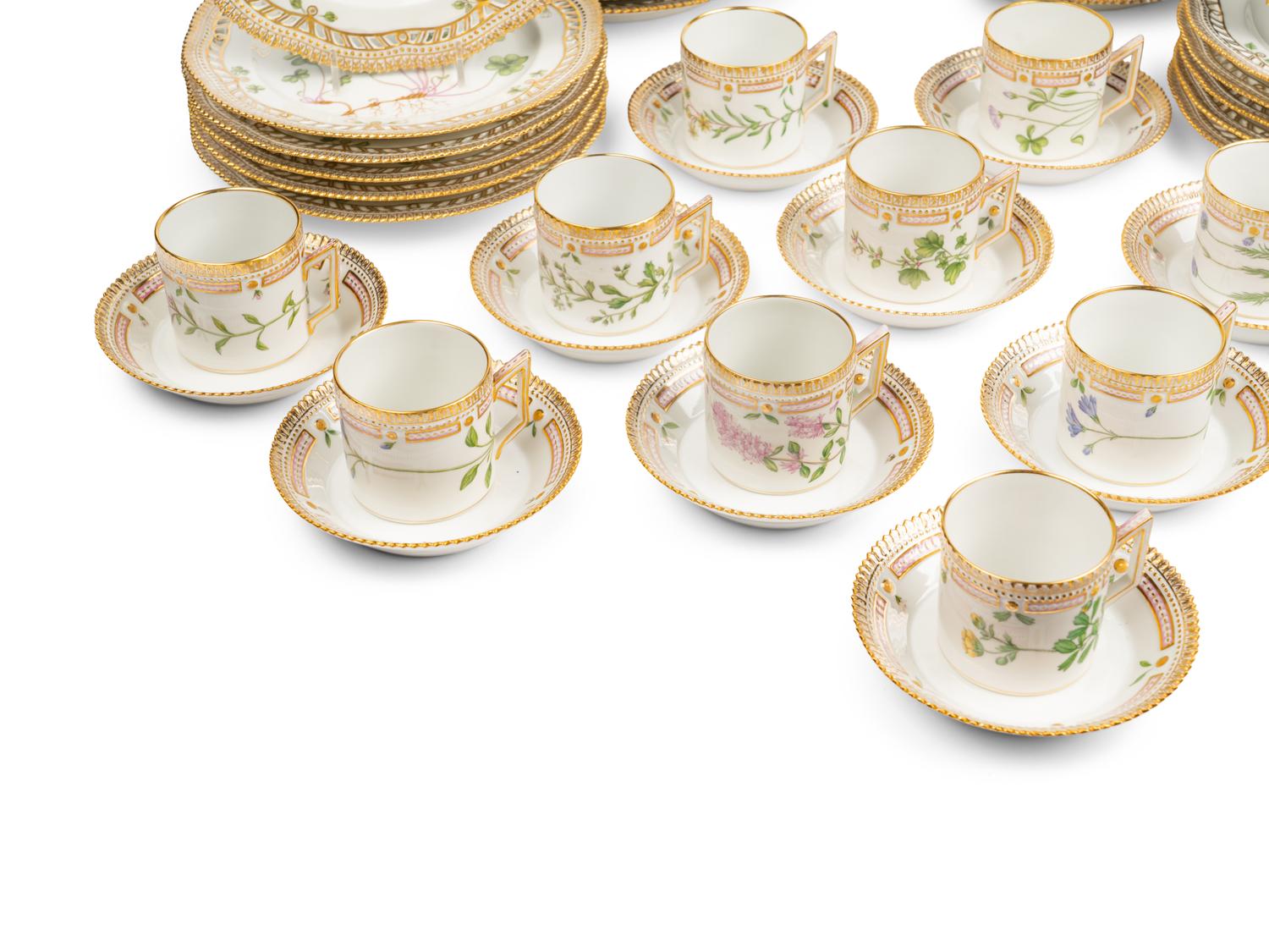 A Royal Copenhagen Flora Danica Porcelain Part Dinner Service