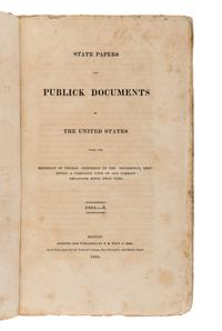 [STATE PAPERS]. State Papers and Publick Documents of the United States from the Accession of Thomas Jefferson to the Presidency. Boston: T.B. Wait & Sons. 1814-1815.