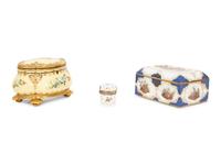 A Group of Three French Gilt Metal Mounted Porcelain Boxes