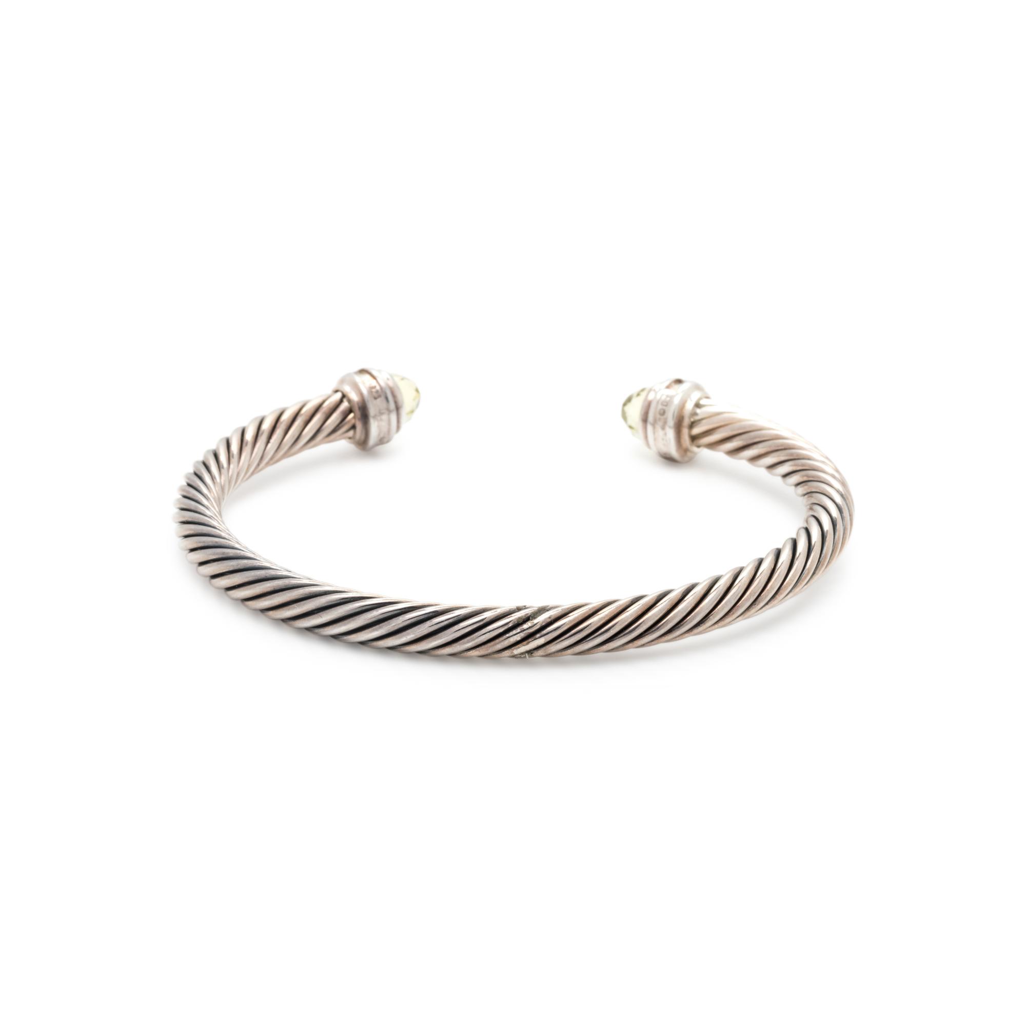 DAVID YURMAN, STERLING SILVER, GEMSTONE AND DIAMOND 'CABLE CLASSIC' CUFF BRACELET