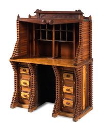 A Cherry and Maple Folk Art Desk