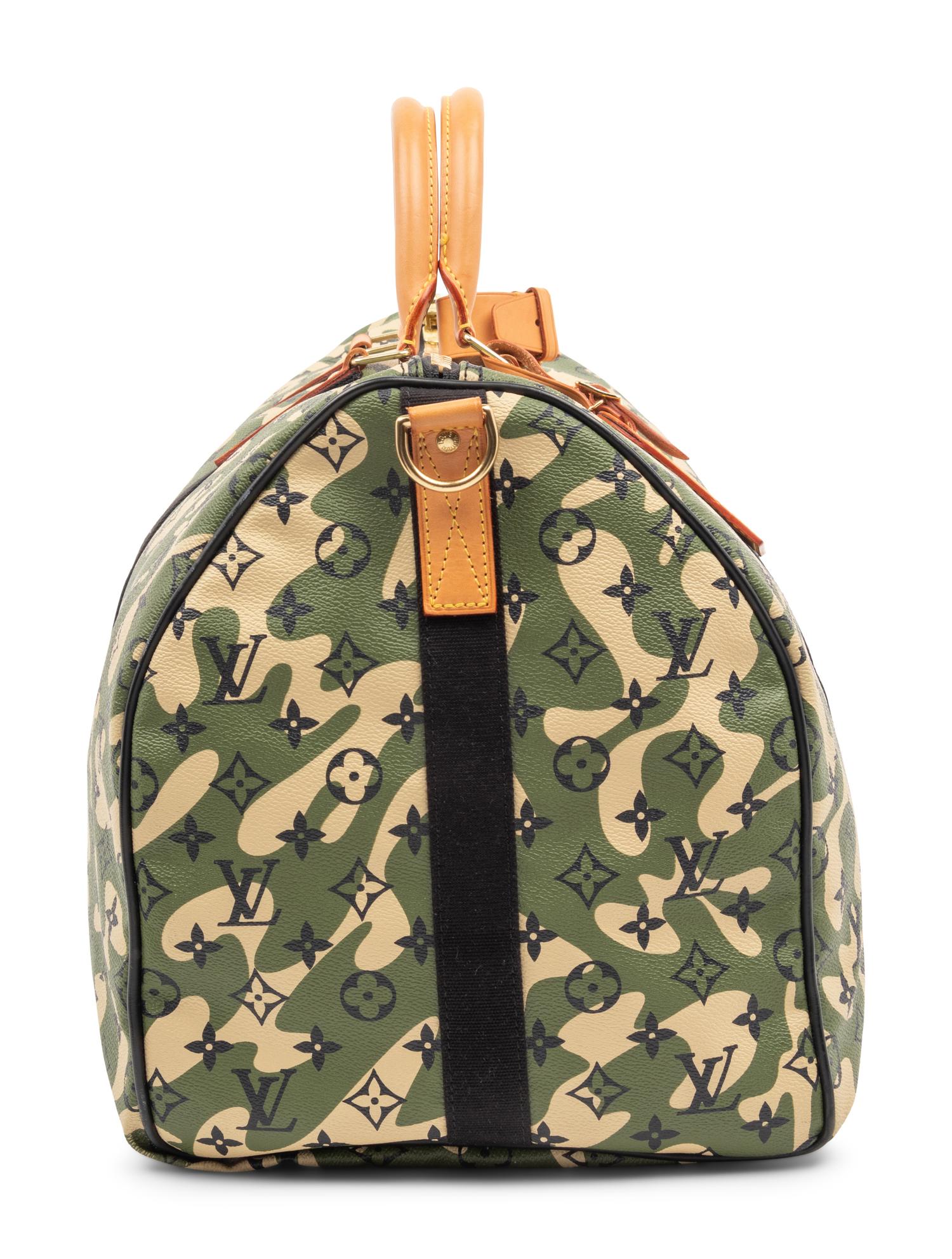 Louis Vuitton Limited Edition Keepall Bandoulière 55 in Monogramouflage Coated Canvas, Takashi Murakami, 2008