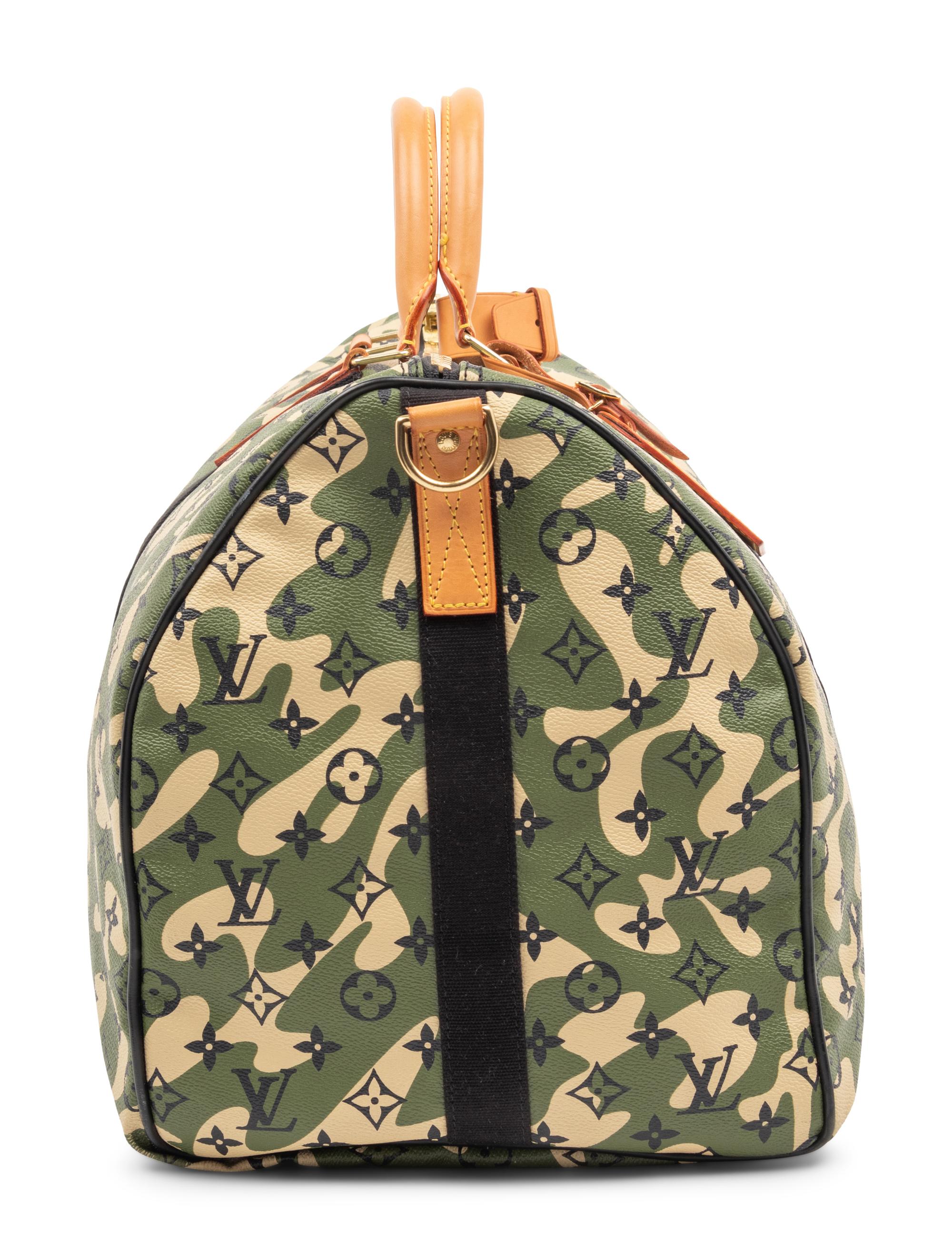 Louis Vuitton Limited Edition Keepall Bandoulière 55 in Monogramouflage Coated Canvas, Takashi Murakami, 2008