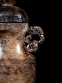 A Chinese Greyish Celadon Jade Covered Vase