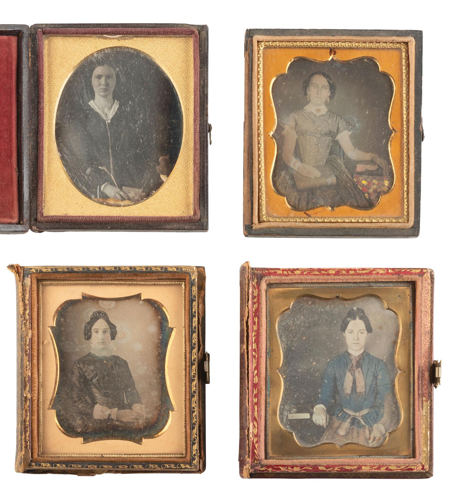 [EARLY PHOTOGRAPHY]. 22 sixth plate daguerreotypes of lovely young women.
