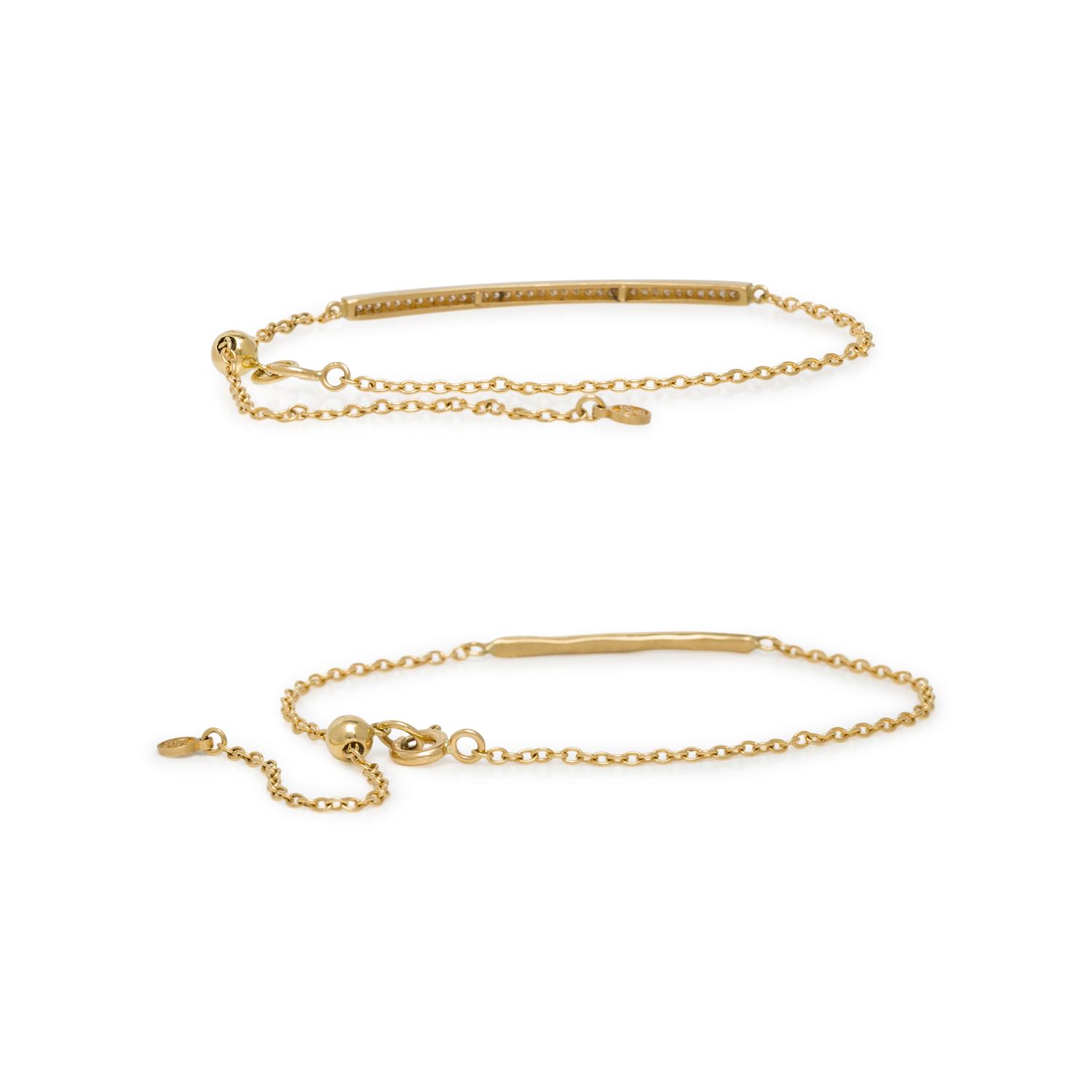 PAIR OF YELLOW GOLD AND DIAMOND BRACELETS