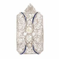 Art Deco, Diamond and Synthetic Sapphire Pendant Brooch