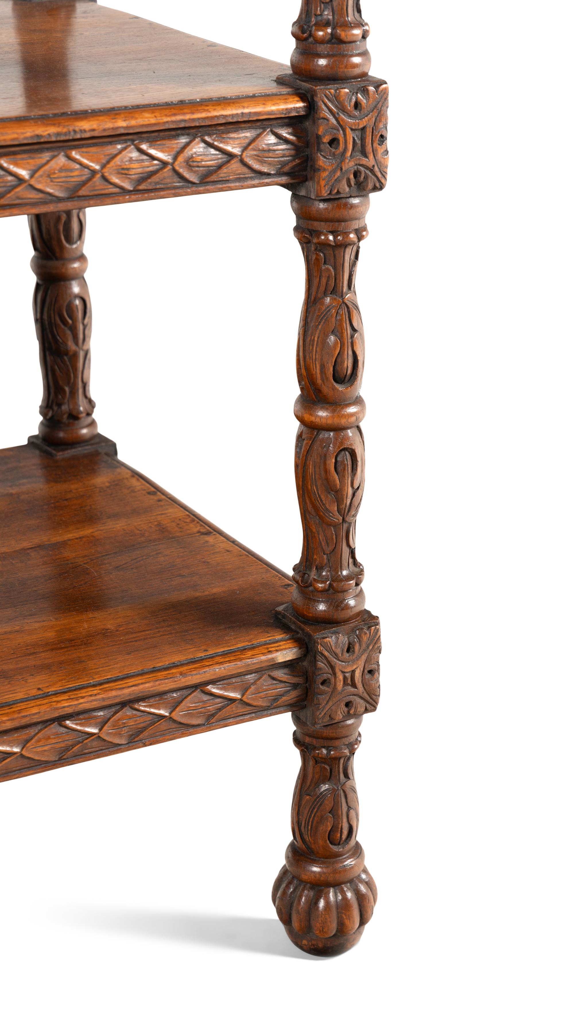 A Victorian Carved Oak Three-Tier Server