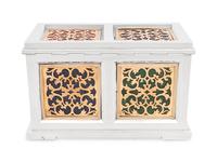 A Continental Baroque Style Silvered and Gilt Metal and Marble Inset Table Casket