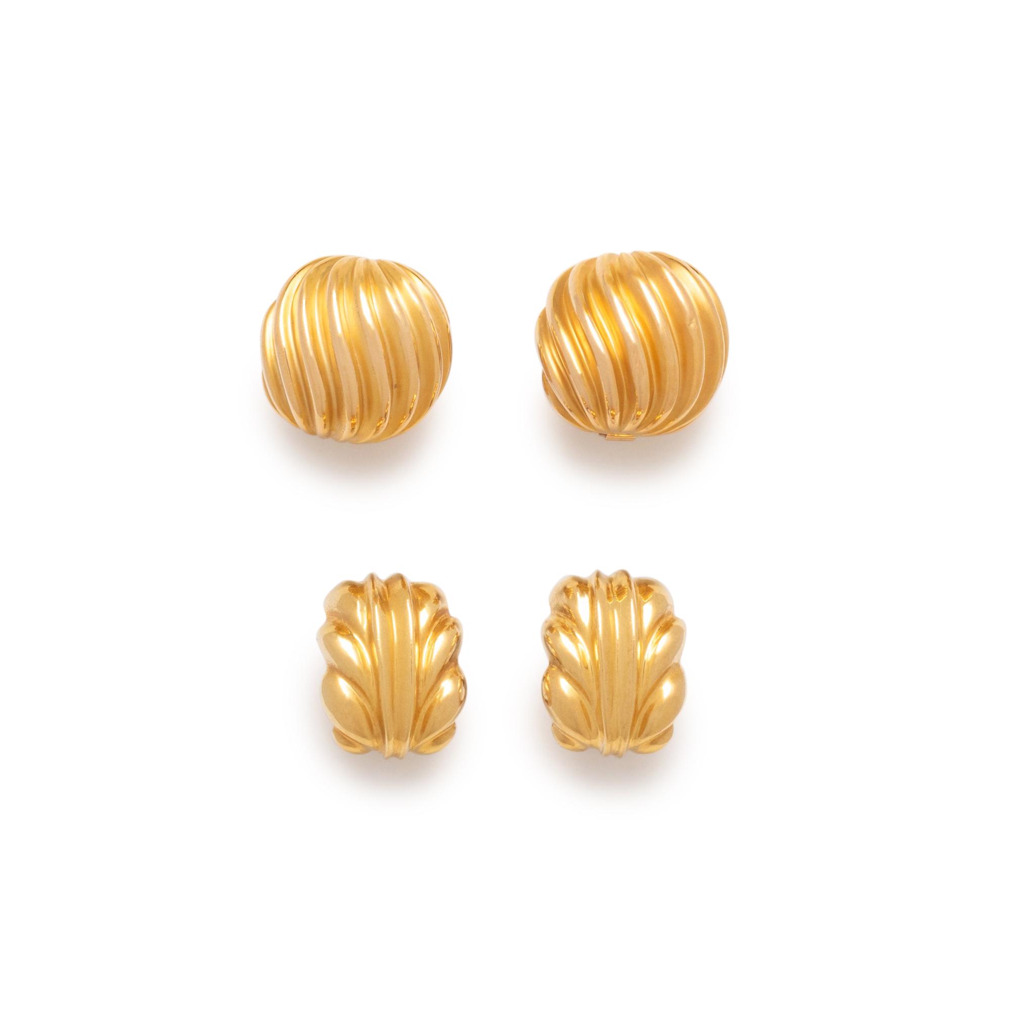 COLLECTION OF YELLOW GOLD EARCLIPS