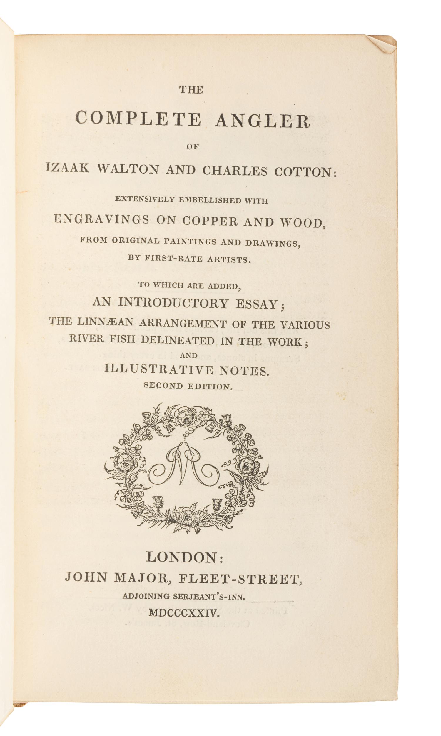 [BINDING] -- [ANGLING]. WALTON, Izaak (1593-1683) and Charles COTTON (1630-1687). The Complete Angler . London: John Major, 1824.
