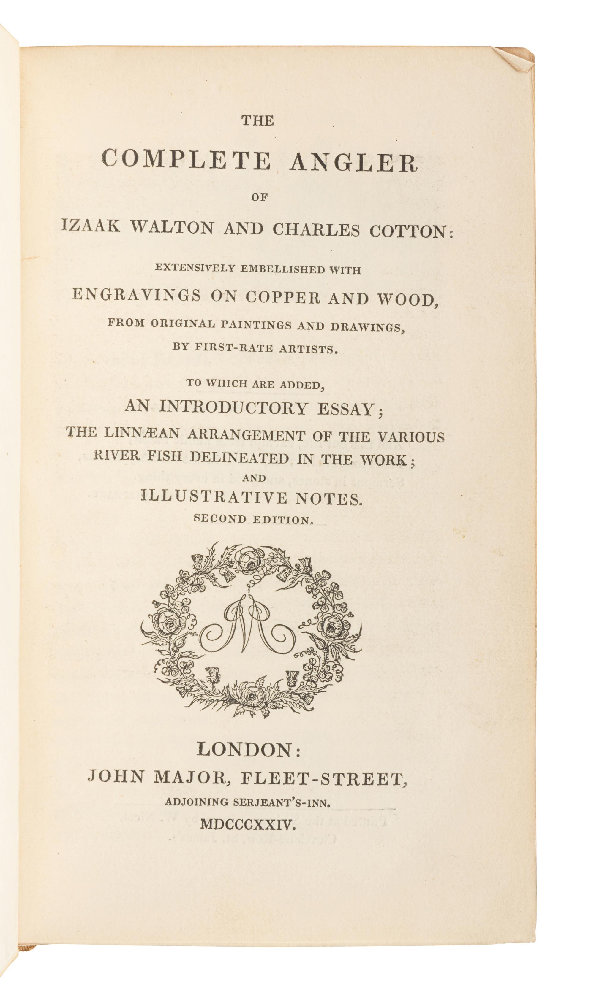 [BINDING] -- [ANGLING]. WALTON, Izaak (1593-1683) and Charles COTTON (1630-1687). The Complete Angler . London: John Major, 1824.