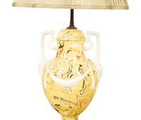 A Pair of Italian Glazed Ceramic Aptware Urns Mounted as Lamps