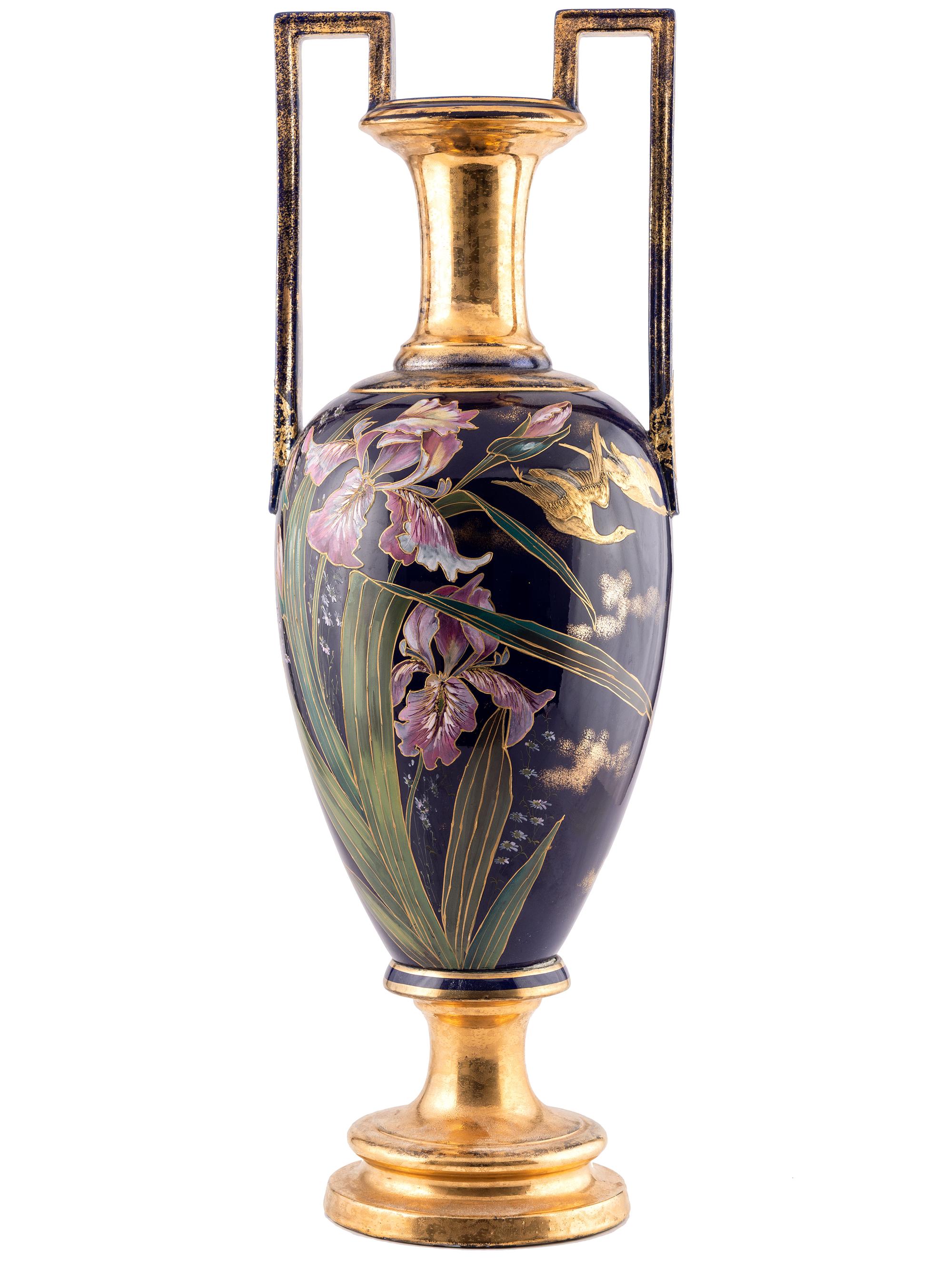 An Art Nouveau Parcel Gilt and Polychrome Decorated Vase
