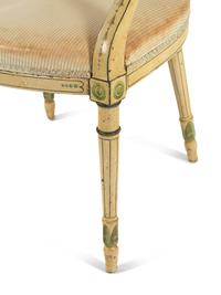 A George III Polychrome and Cream-Painted Armchair