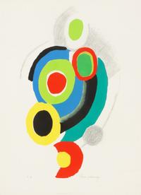 Sonia Delaunay, (French/Ukrainian, 1885-1979), Two Works: Bridges and Movements, (No. 11 and 13 from Les Illuminations series), 1973