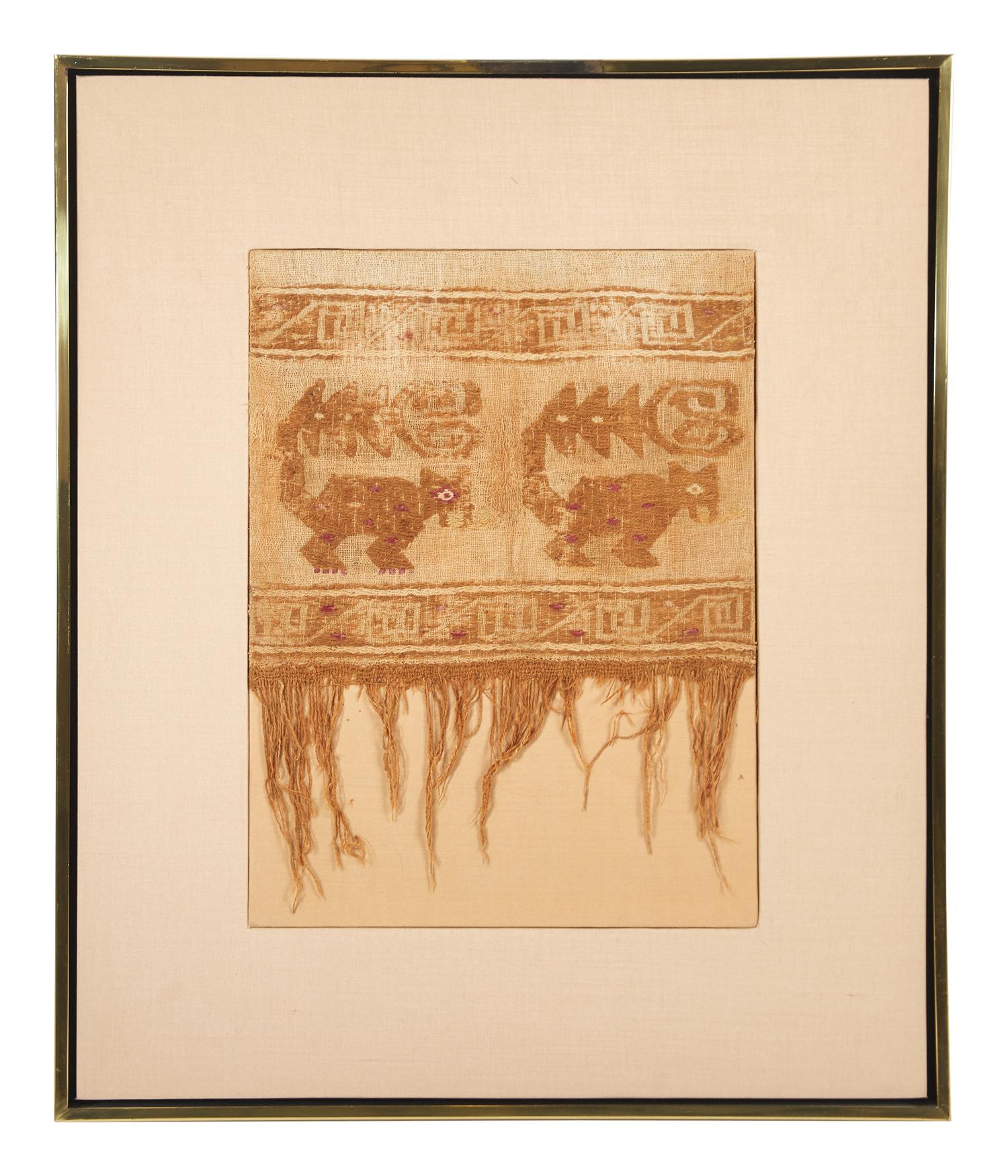 Two Framed Chancay Textile Fragments