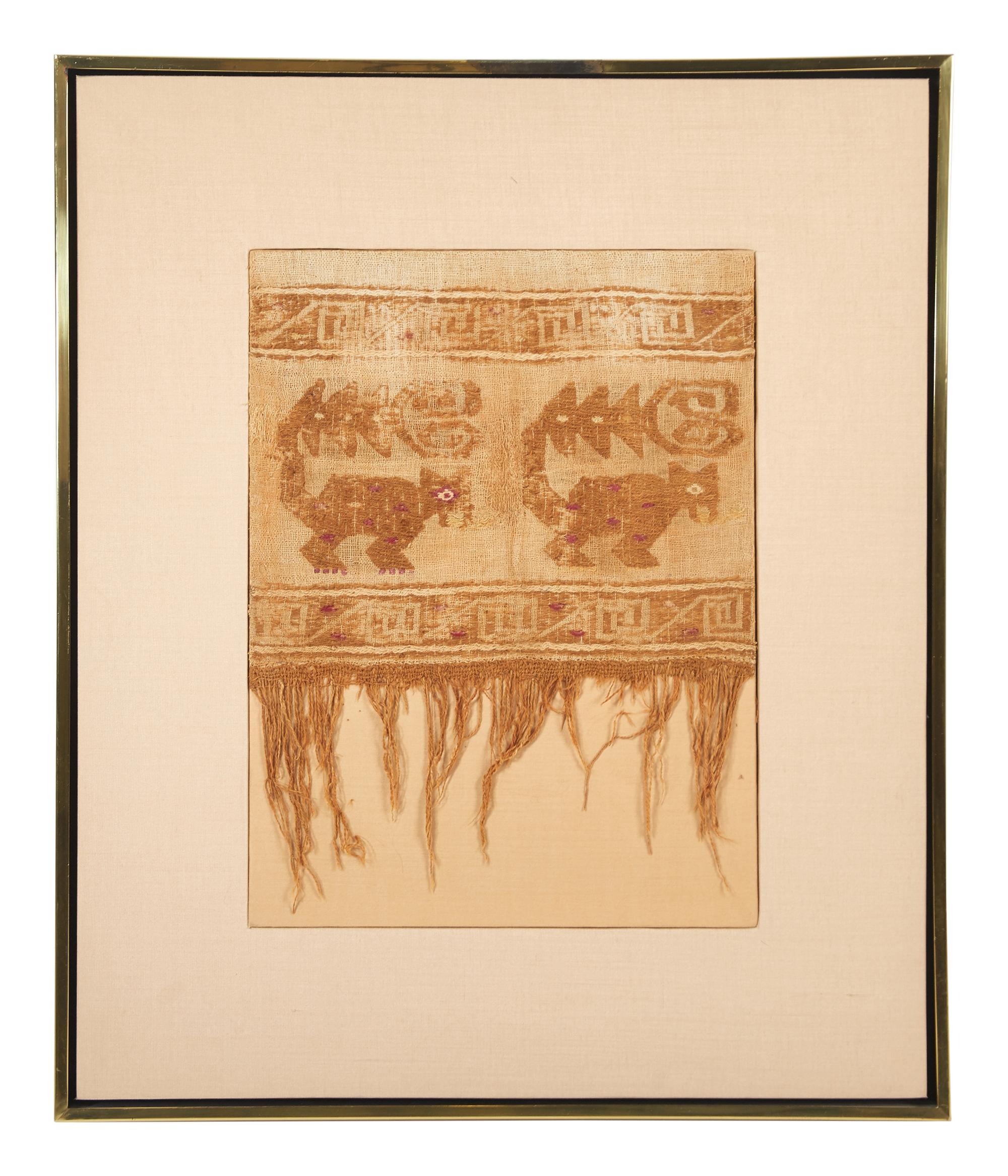 Two Framed Chancay Textile Fragments
