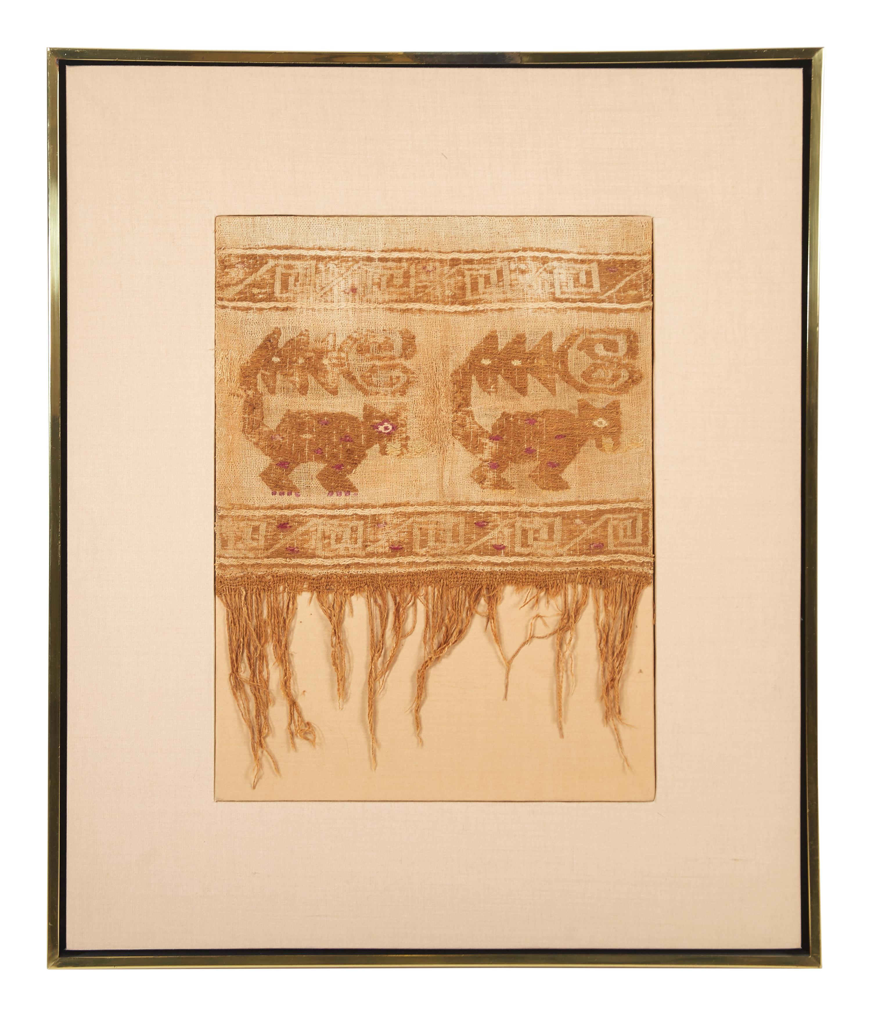 Two Framed Chancay Textile Fragments