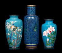 21 Blue Ground Cloisonné Vessels