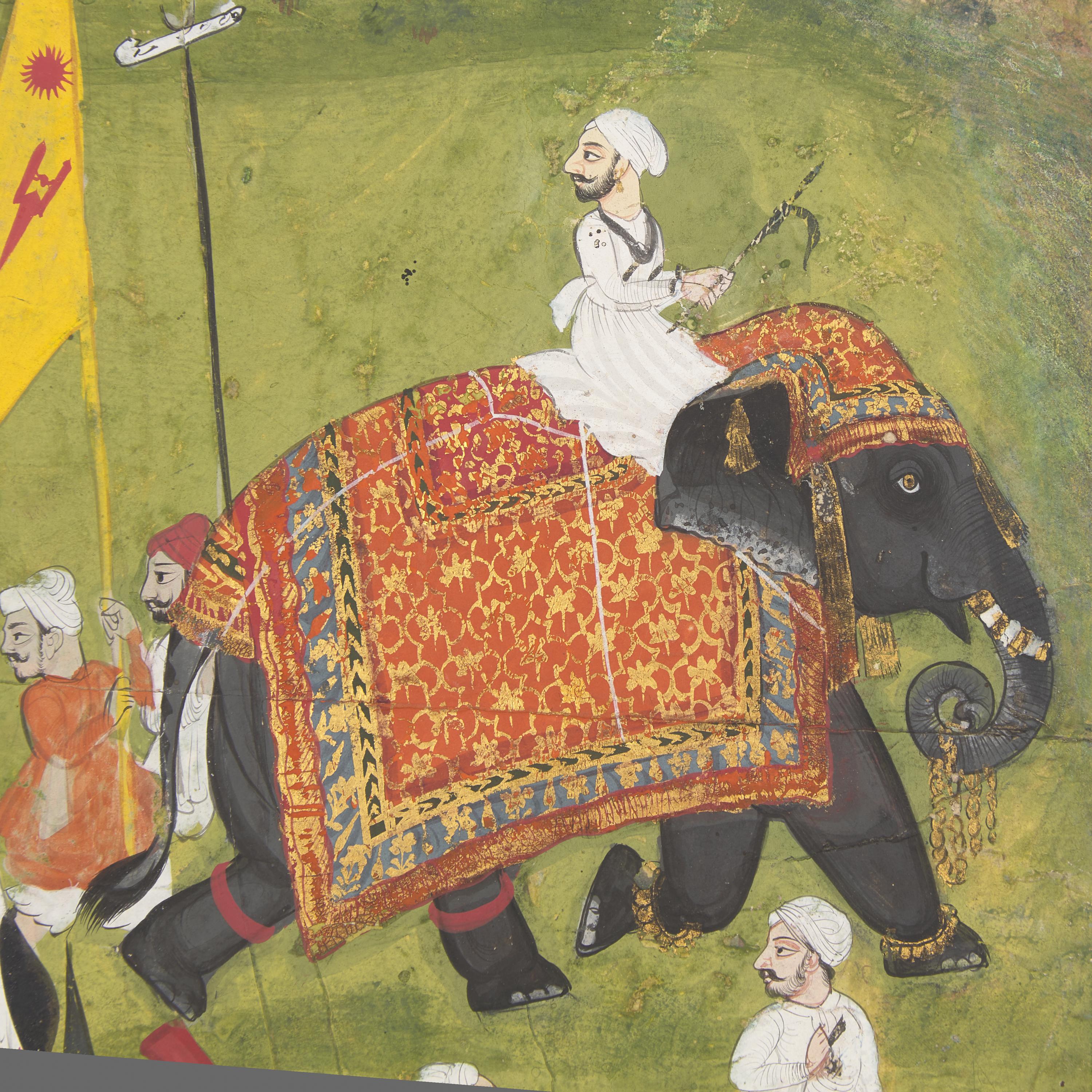 A Portrait Painting of a Royal Procession with Two Equestrian Princes, Rajasthan, Mewar, First Half of 18th Century