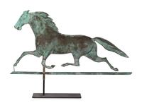 A Patinated Copper Running Horse Weather Vane