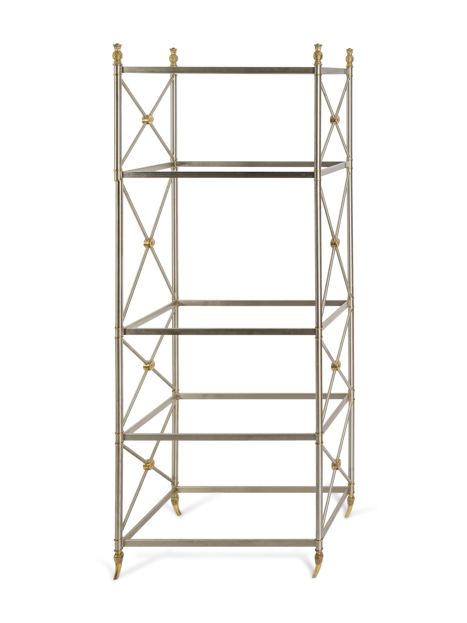 A Neoclassical Style Steel and Brass Etagere — 20TH CENTURY
