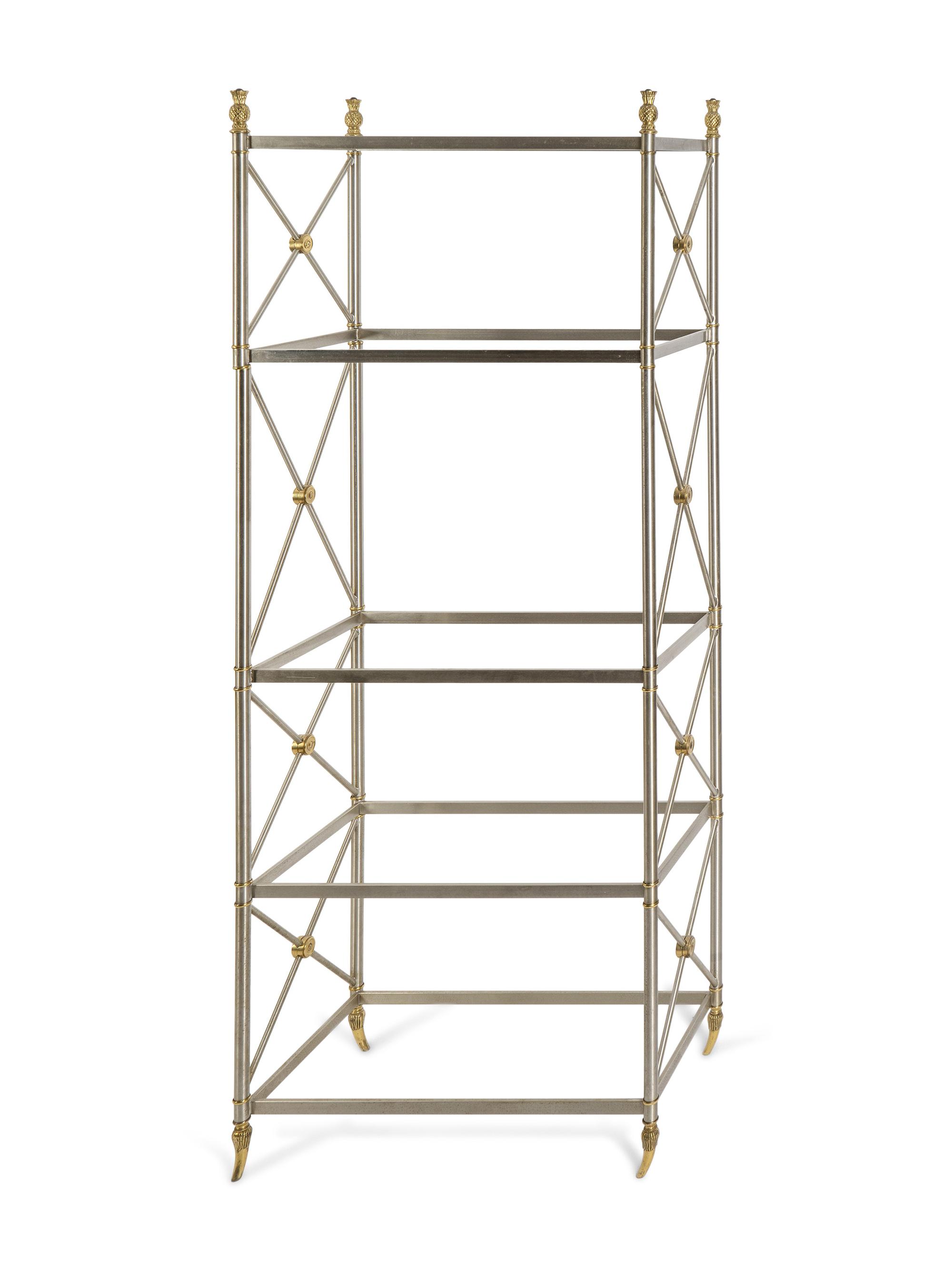 A Neoclassical Style Steel and Brass Etagere — 20TH CENTURY