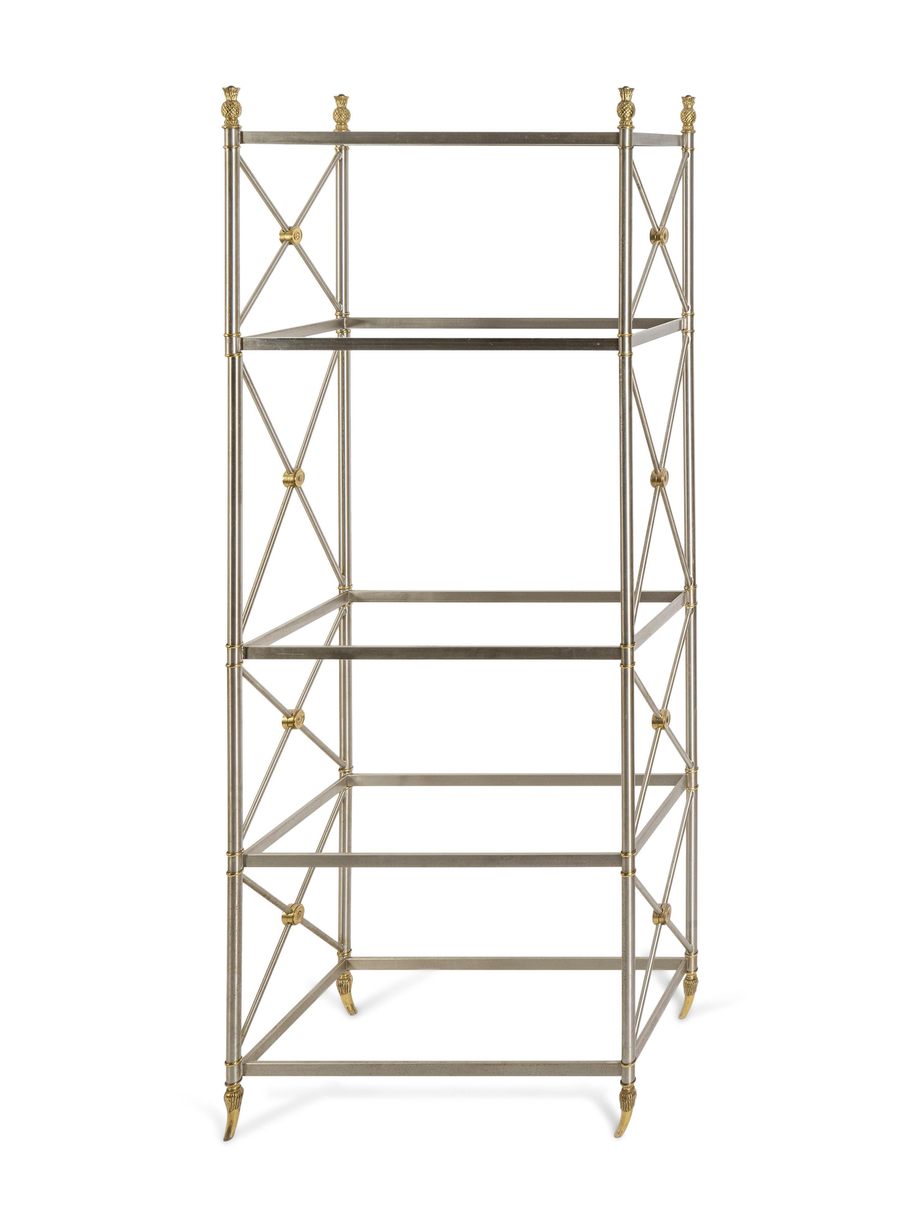 A Neoclassical Style Steel and Brass Etagere — 20TH CENTURY