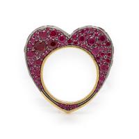 JESSICA MCCORMACK, RUBY AND BICOLOR GOLD HEART RING