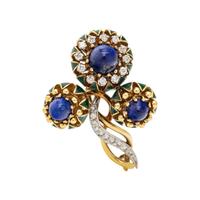 LA TRIOMPHE, BICOLOR GOLD, LAPIS LAZULI, DIAMOND AND ENAMEL BROOCH