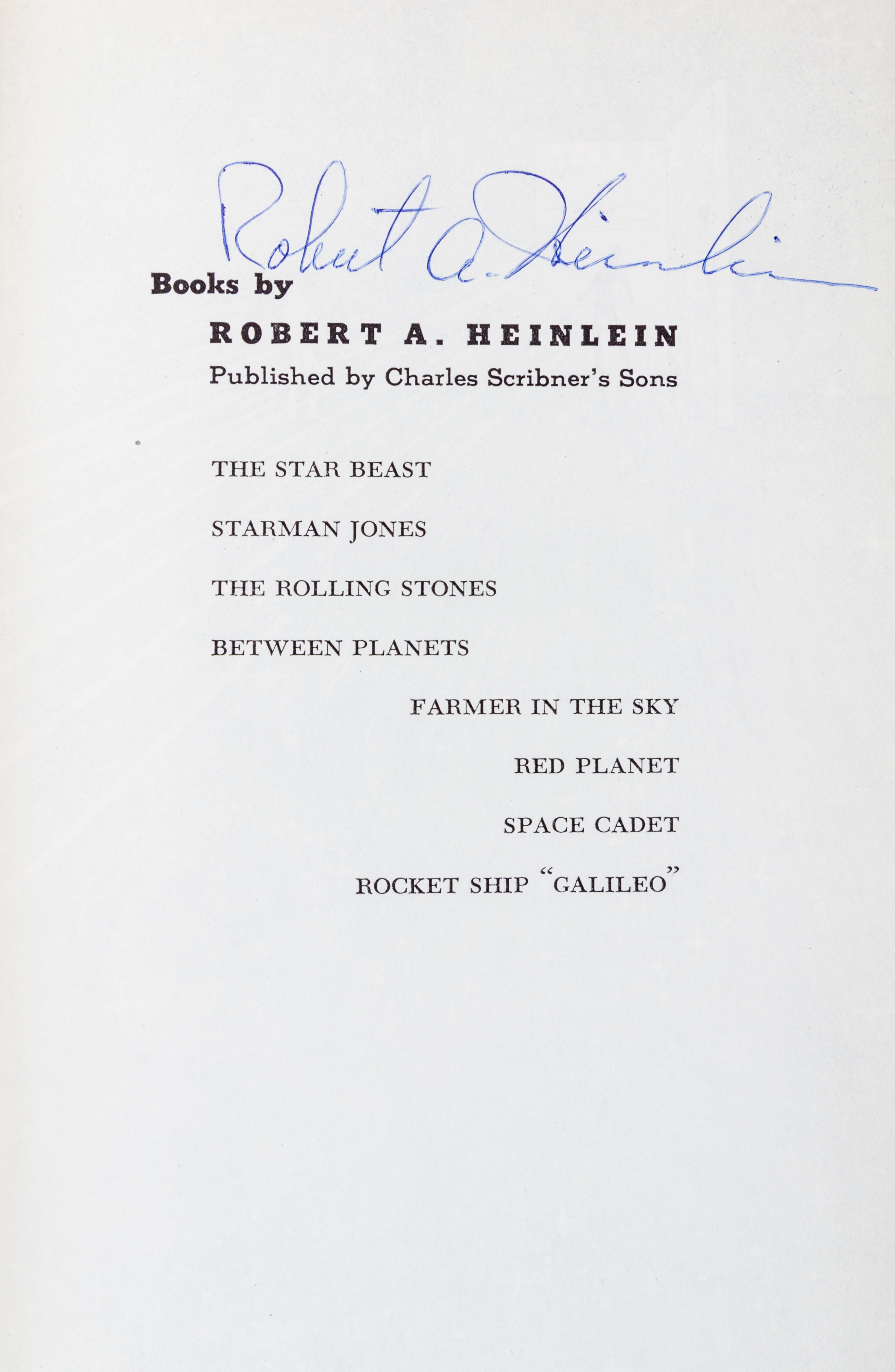 HEINLEIN, ROBERT A. Time for the Stars. New York, 1956. First edition, signed.