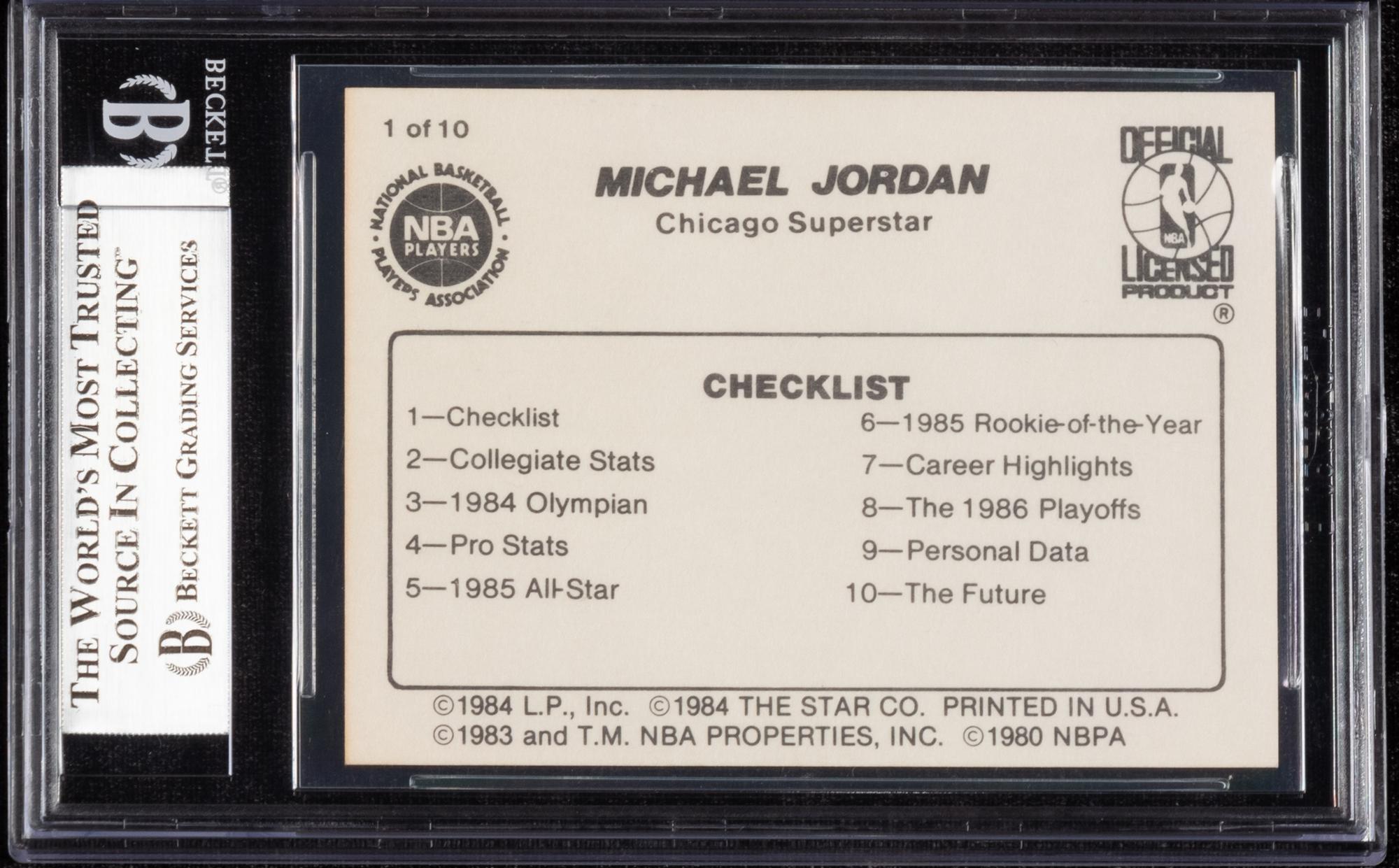 A 1986 Michael Jordan Star Set Checklist Card No. 1 (BGS 9 MINT)