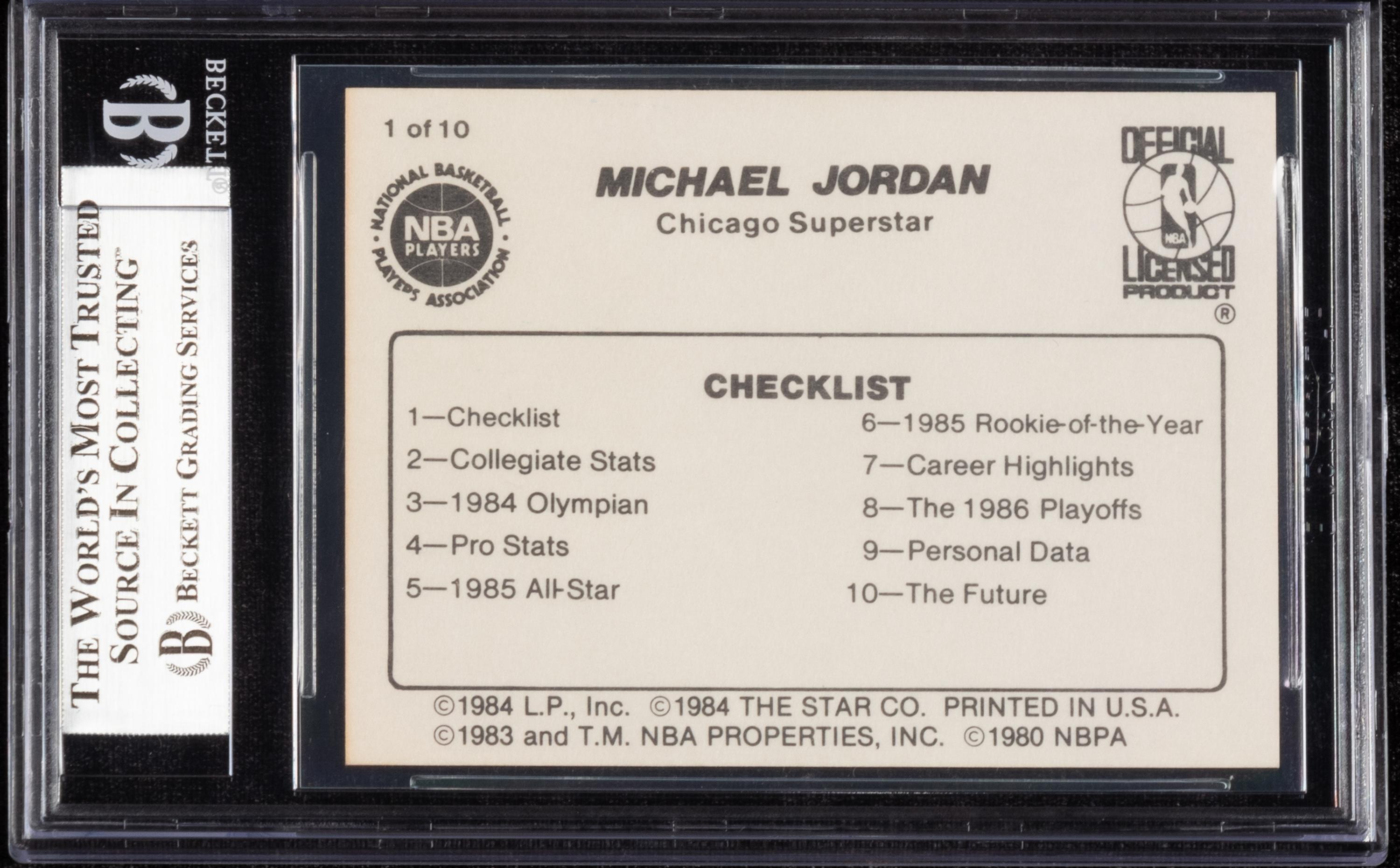 A 1986 Michael Jordan Star Set Checklist Card No. 1 (BGS 9 MINT)