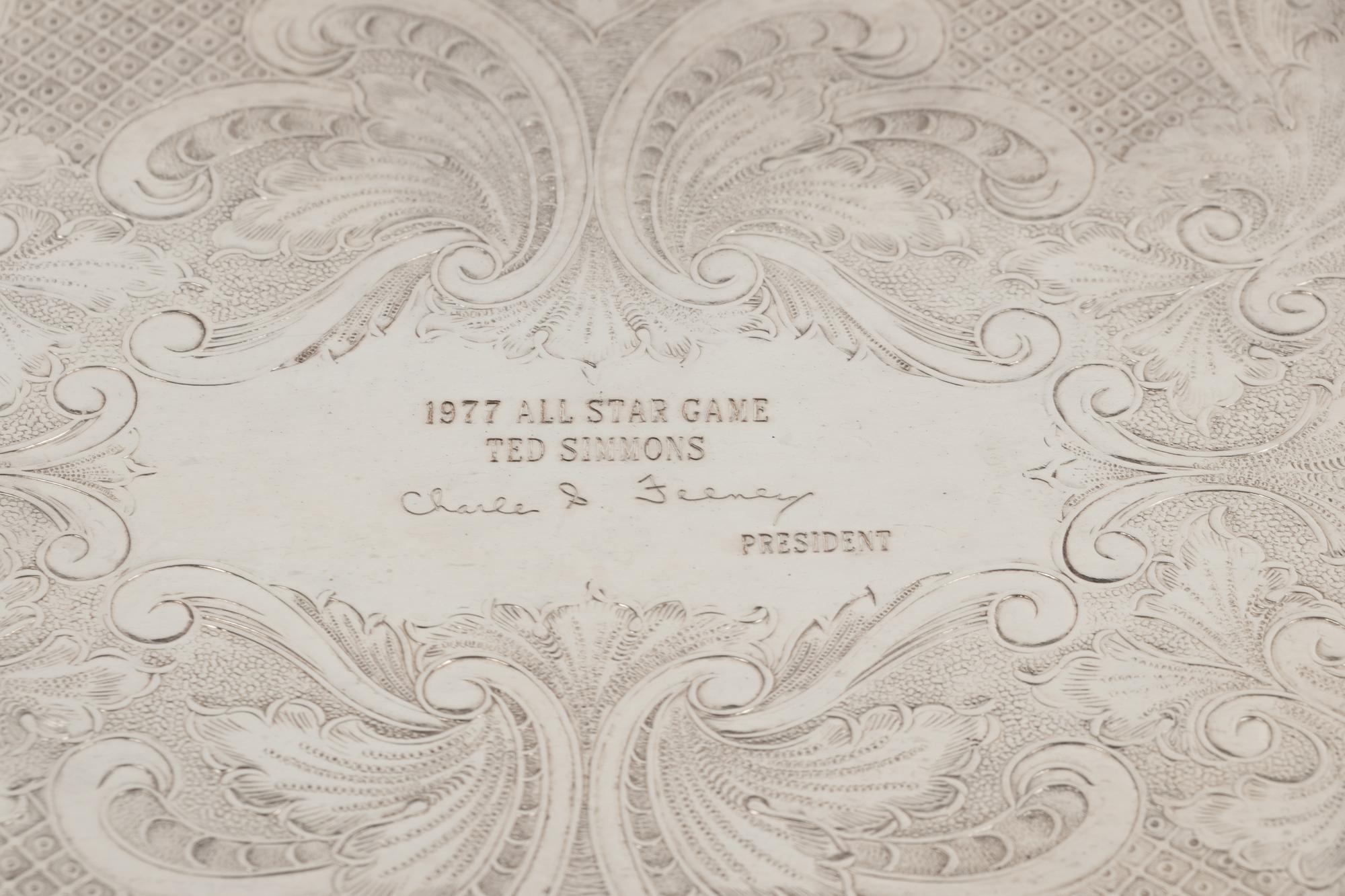 A 1977 Major League All Star Game Presentation Tray Awarded to Hall of Famer Ted Simmons