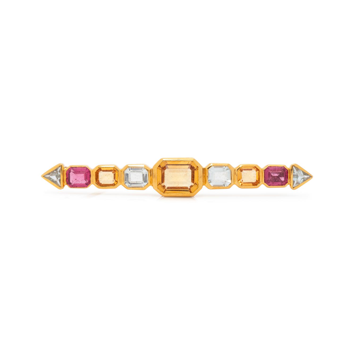 MULTIGEM BAR BROOCH
