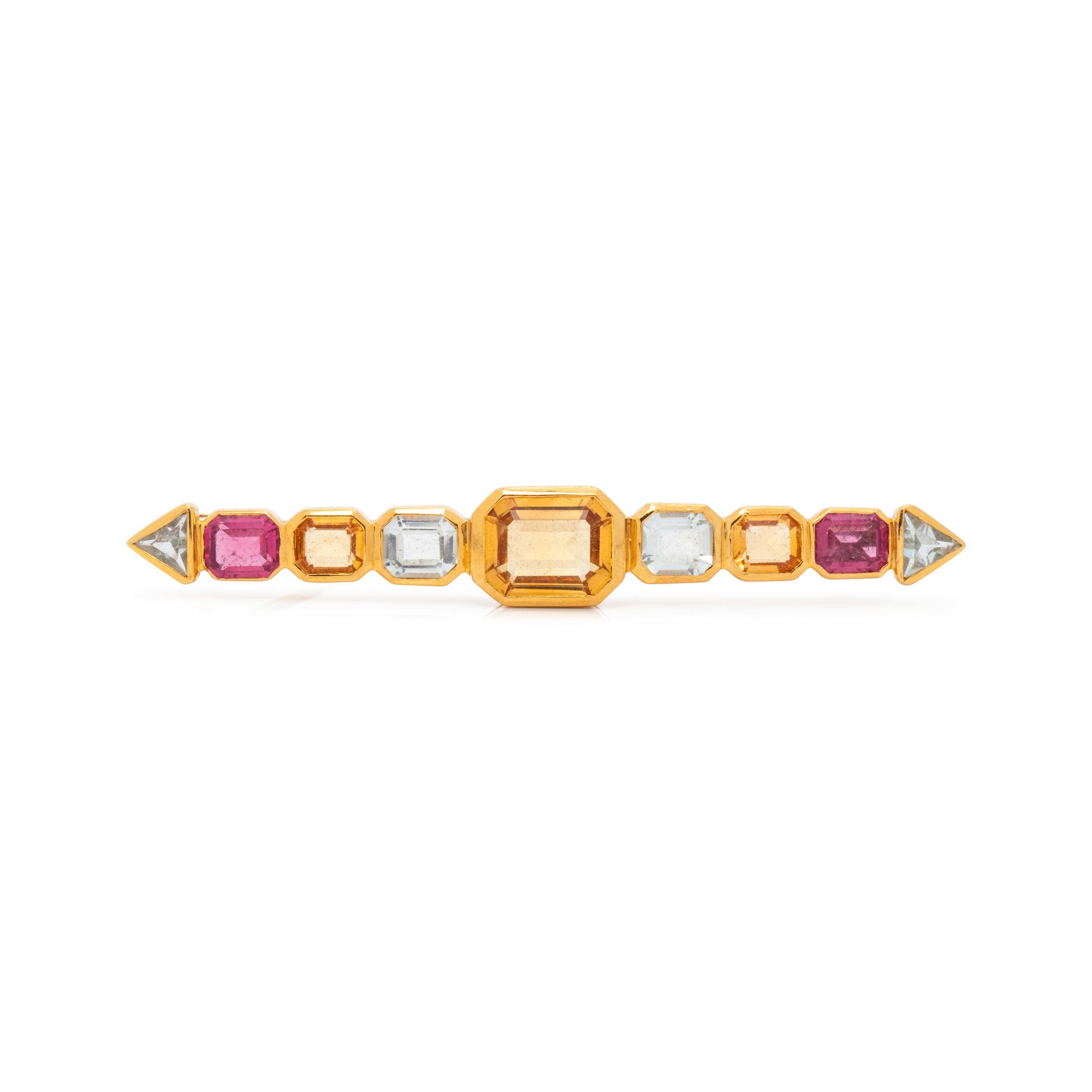 MULTIGEM BAR BROOCH