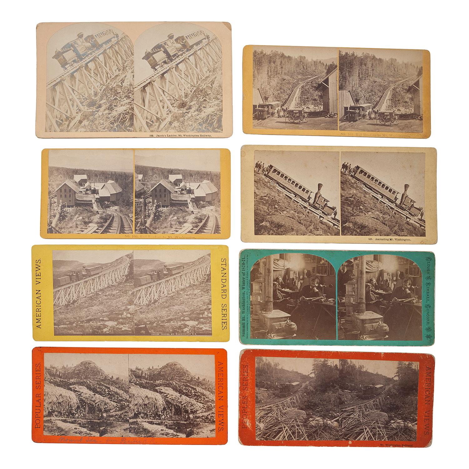 [EARLY PHOTOGRAPHY] -- [RAILROADS]. A group of stereoviews, albumen photographs, and other photographs related to railroads, comprising: