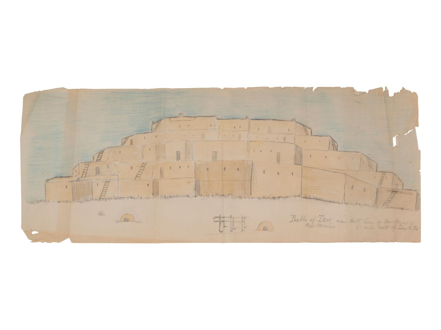 [WESTERN AMERICANA] -- [NATIVE AMERICANS]. Collection of sketches drawn and compiled by U.S. Army officer Charles A.H. McCauley while serving in various military posts, including Native American ledger art from the Los Piños Ute Indian Agency.