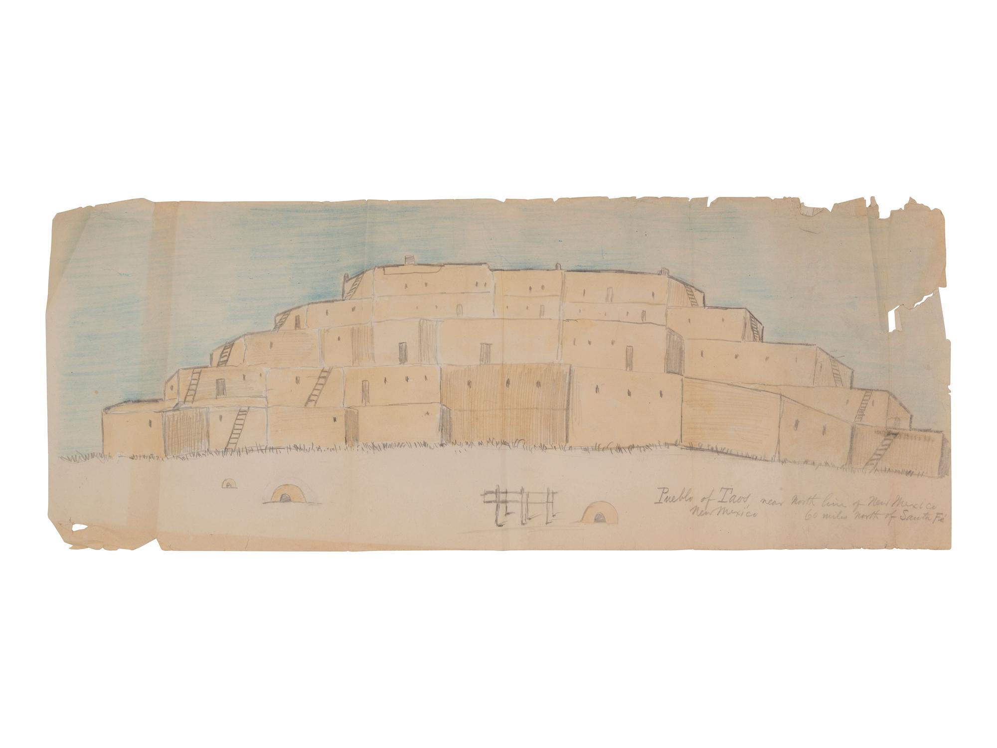 [WESTERN AMERICANA] -- [NATIVE AMERICANS]. Collection of sketches drawn and compiled by U.S. Army officer Charles A.H. McCauley while serving in various military posts, including Native American ledger art from the Los Piños Ute Indian Agency.