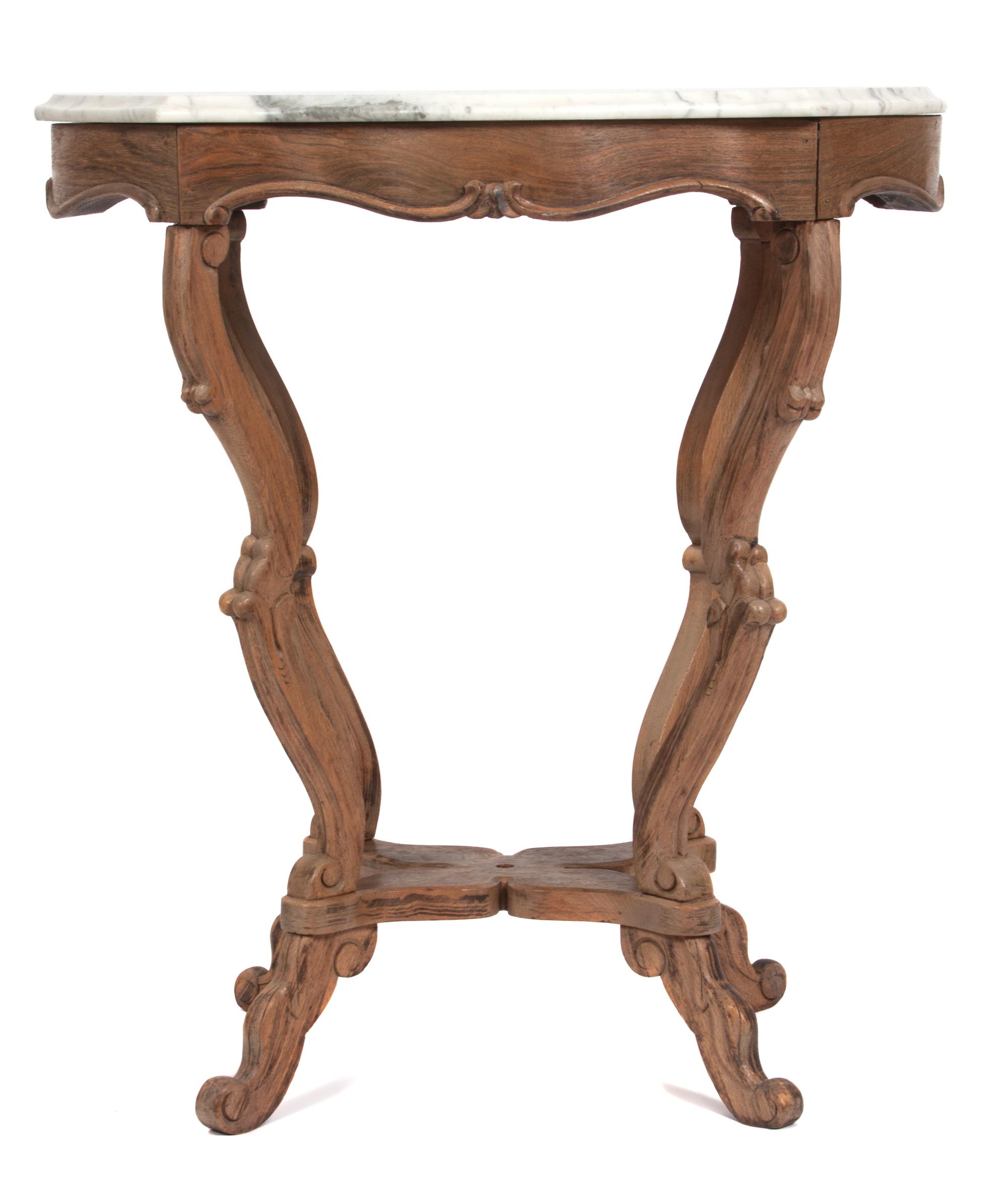 A Victorian Marble Top Parlor Table Height 27 1/2 x width 26 x depth 18 inches. — 19TH CENTURY