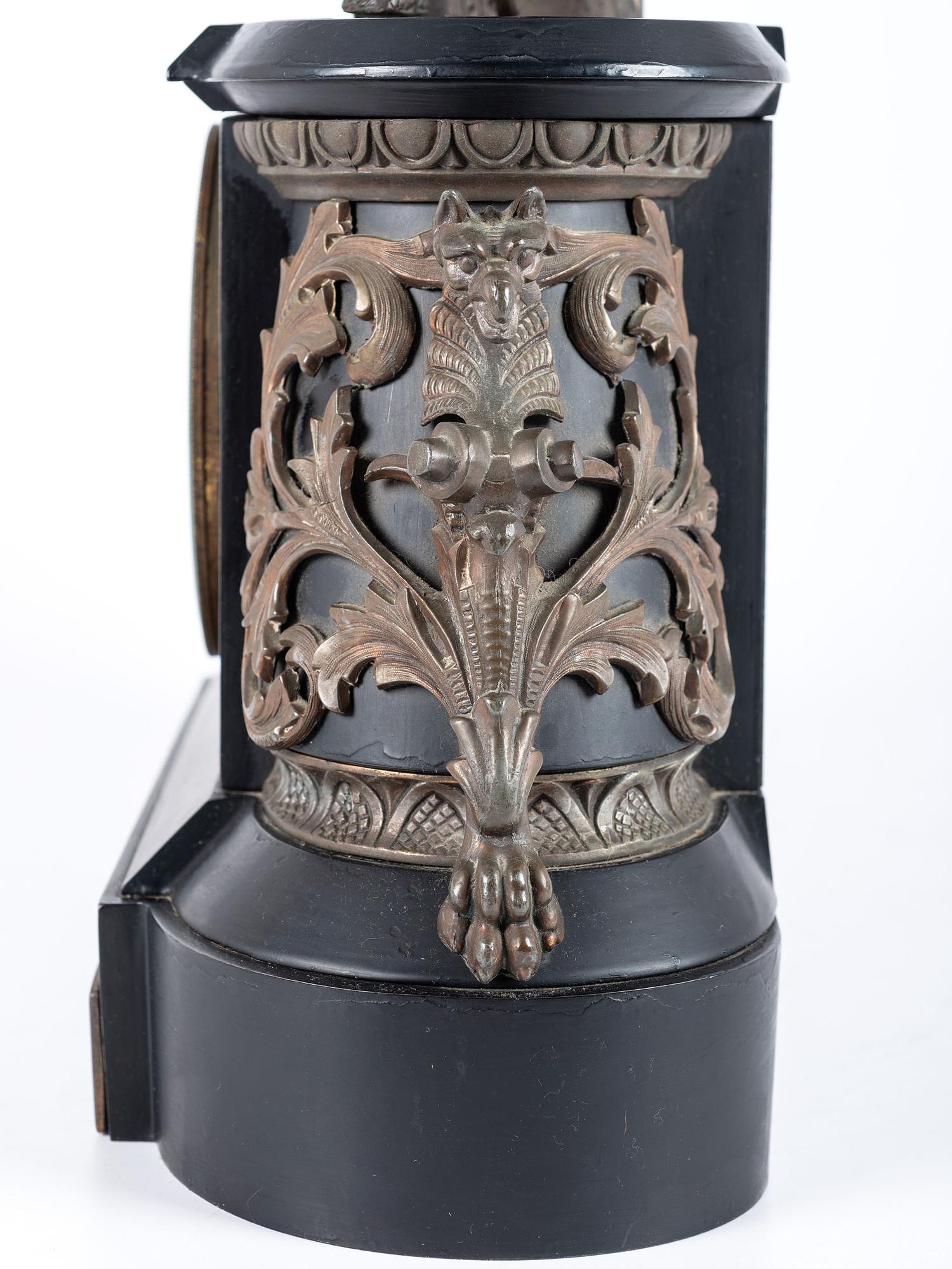 A Kroeber Saxonia Mantel Clock with Gladiator Figure