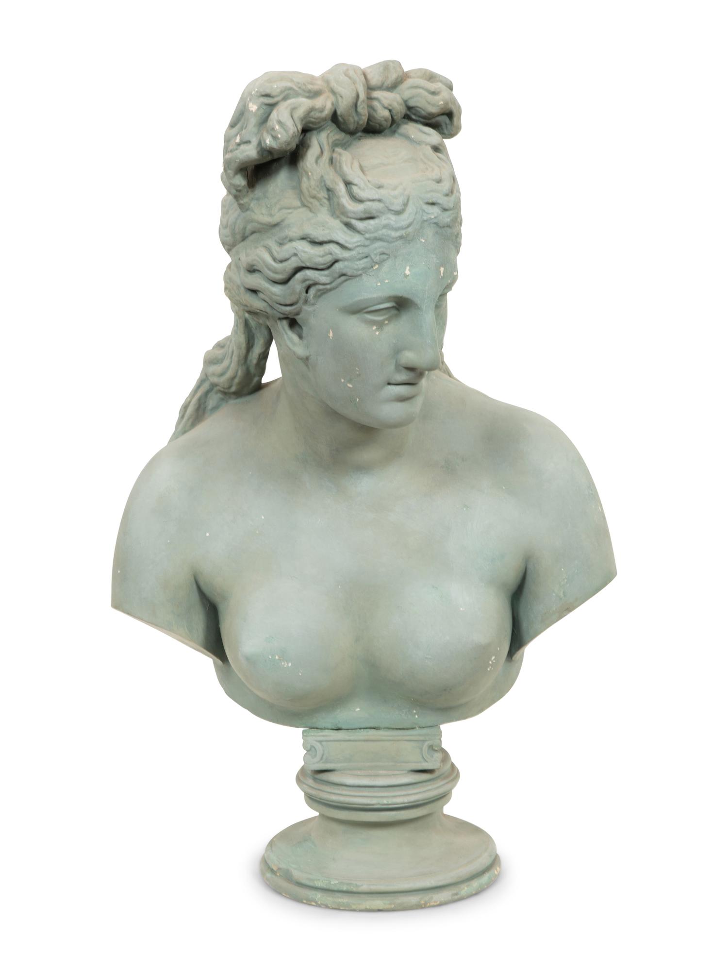 A Green Painted Composition Bust of Aphrodite