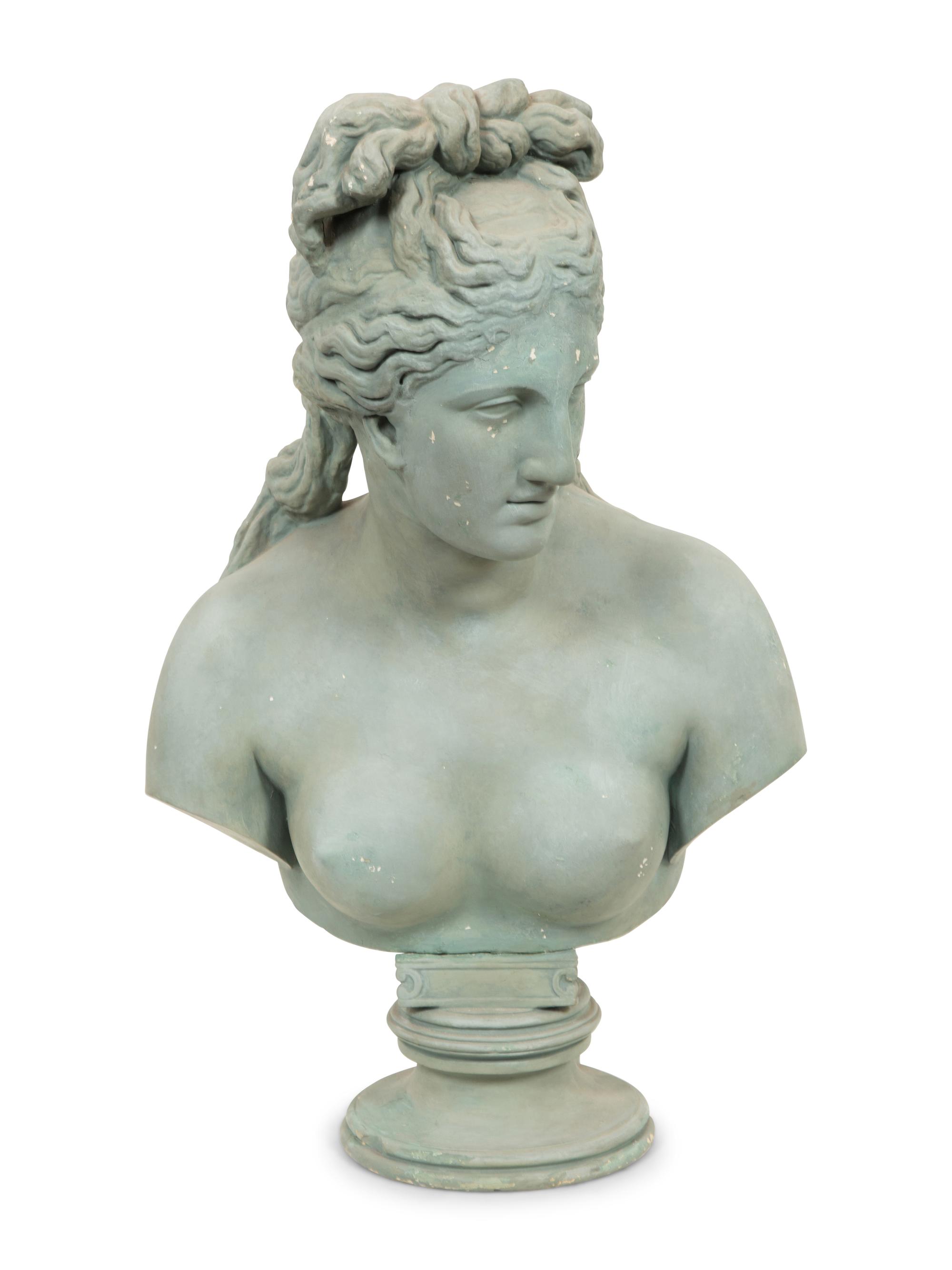 A Green Painted Composition Bust of Aphrodite