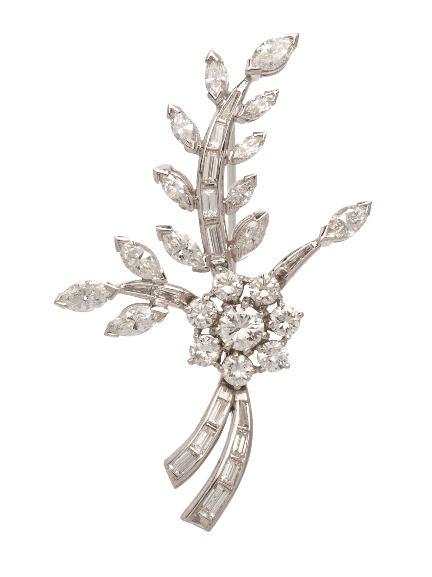 A Platinum and Diamond Spray Brooch, 8.40 dwts.