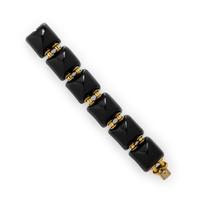 Seaman Schepps, Carved Onyx and Yellow Gold Bracelet