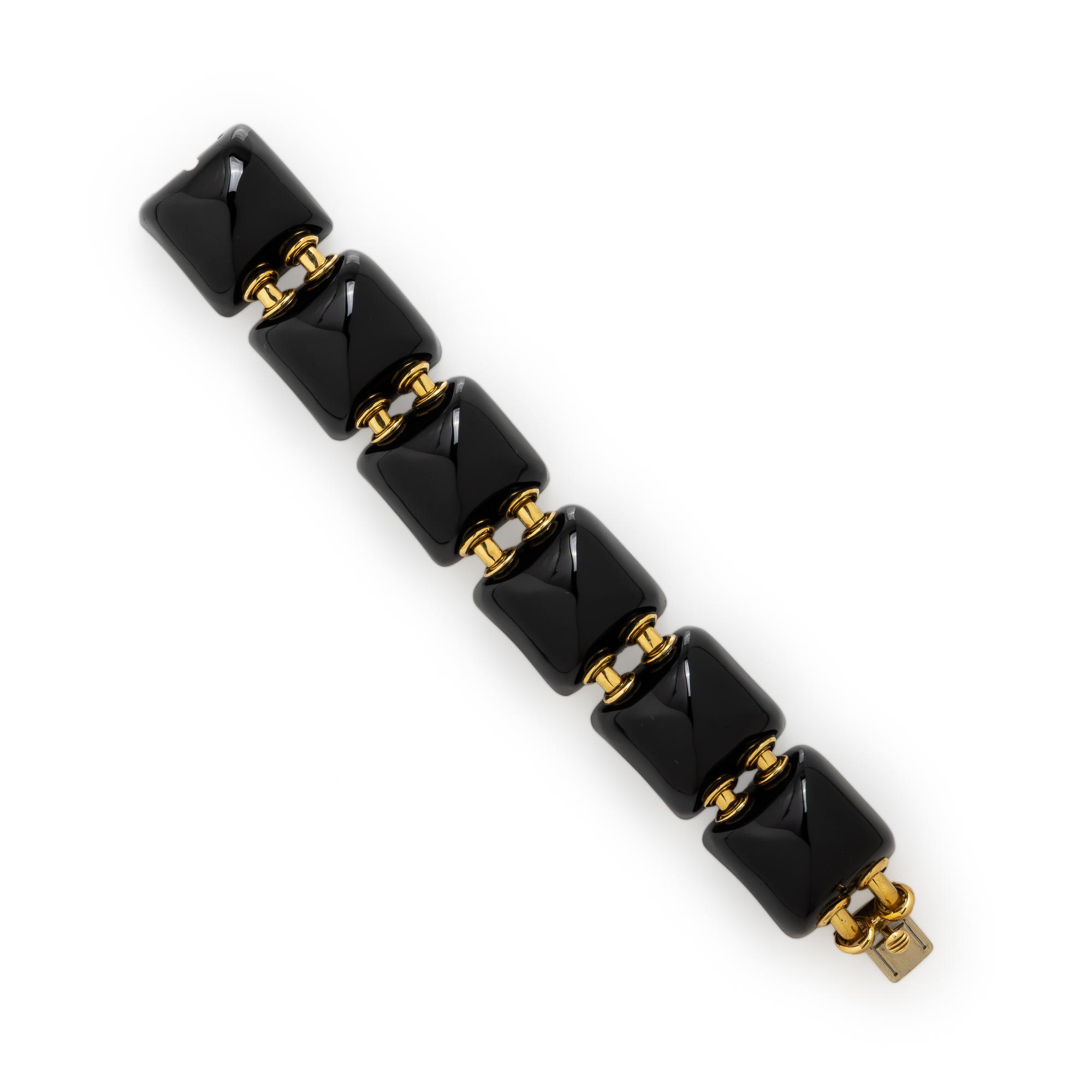 Seaman Schepps, Carved Onyx and Yellow Gold Bracelet