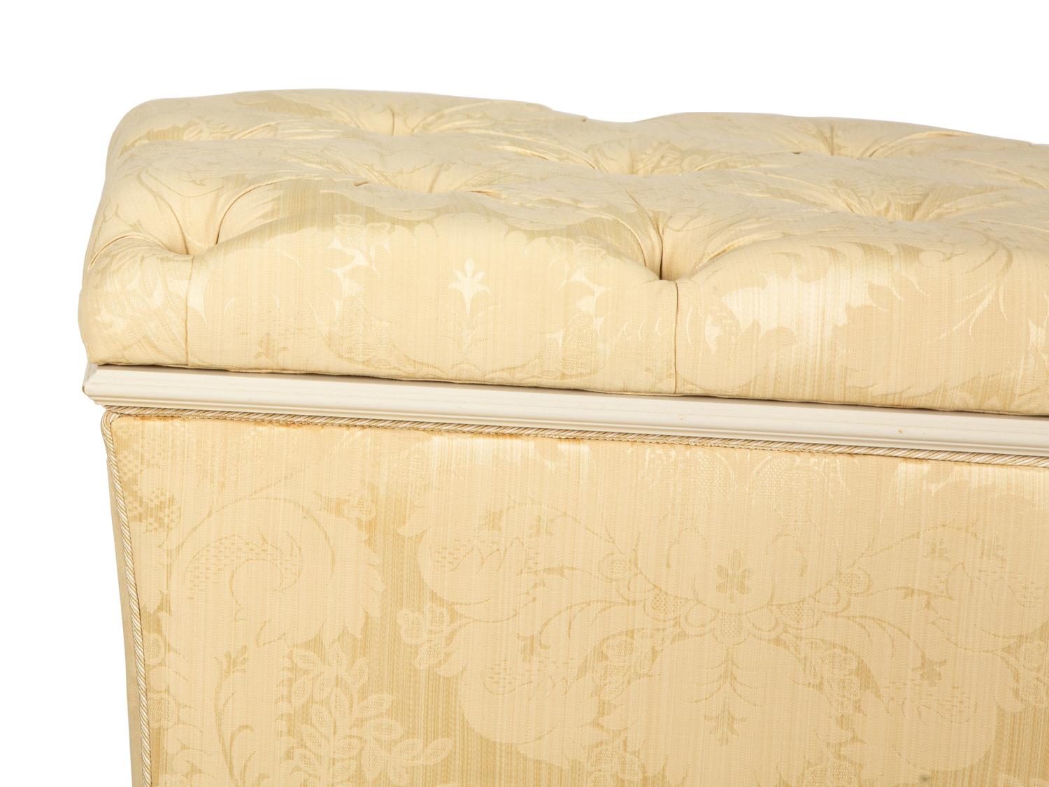 A Scalamandré Silk Damask Upholstered Mechanical Media Chest — 20th Century