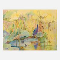 Lilliad R. Smith (American, 20th Century) Purple Gallinule Among Lotuses